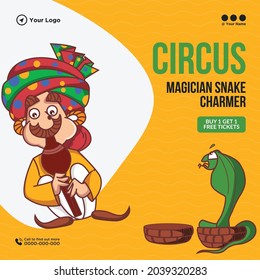 Banner design of magician snake charmer template.