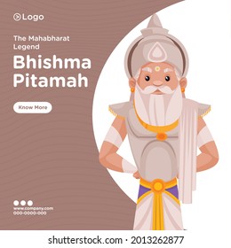 Banner design of mahabharat legend bhishma pitamah. Vector graphic illustration.