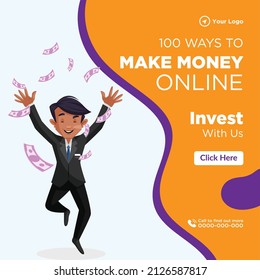 Banner design of make money online invest with us template.