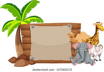 Banner design with many animals illustration
