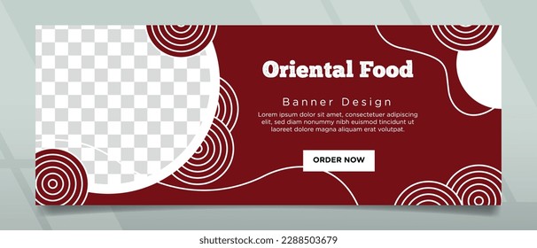 Banner design with maroon colored in japanese concept for oriental food