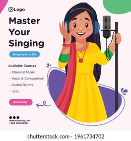 Banner design of master your singing cartoon style illustration.