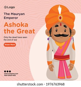 Banner design of Mauryan emperor Ashoka the great template. Vector graphic illustration.
