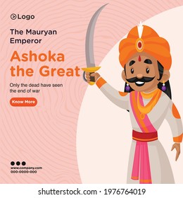 Banner design of Mauryan emperor Ashoka the great template. Vector graphic illustration.