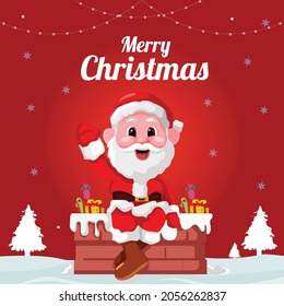 Banner design of Merry Christmas cartoon style template.