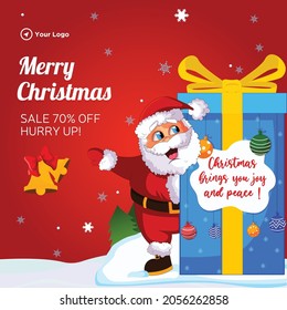 Banner design of Merry Christmas cartoon style template.