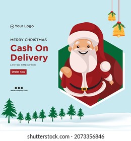 Banner Design Of Merry Christmas Cash On Delivery Template.