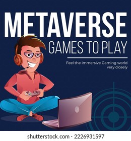 Banner design of metaverse game to play template.