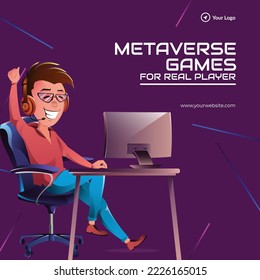 Banner design of metaverse games for real player template.