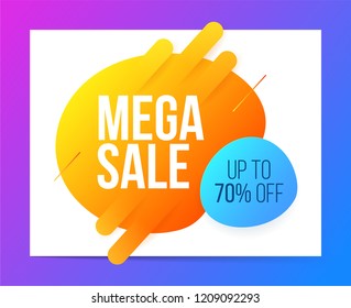 Banner design in modern style for mega sale, discount and special offer. Vector illustration