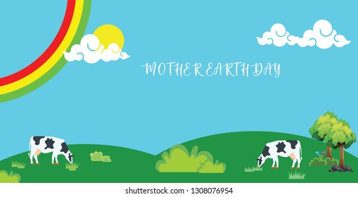 banner design for Mother Earth Day, which contains beautiful scenery.