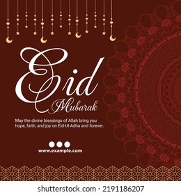 Banner design of Muslim festival Eid Mubarak template. 