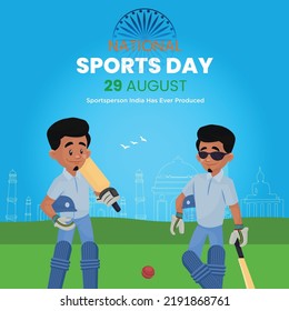 Banner design of national sports day cartoon style template.