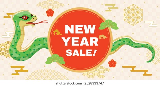 Banner design of the New Year's sale of the year of the Serpent.