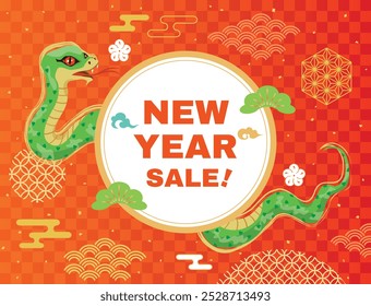 Banner design of the New Year's sale of the year of the Serpent.
