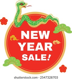 Banner design of the New Year's sale of the year of the Serpent.