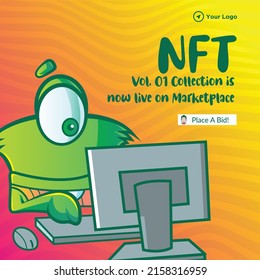 Banner design of NFT collection is now live on marketplace cartoon style template.