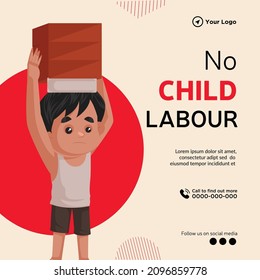 Banner design of no child labour cartoon style illustration.