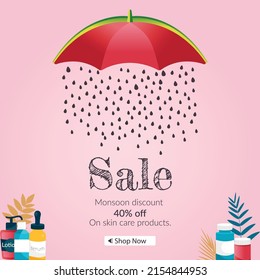 Banner design of on skin care products template.