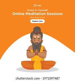 Banner design of online meditation sessions. Vector graphic illustration.