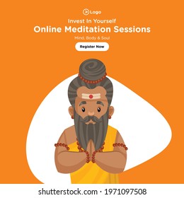 Banner design of online meditation sessions. Vector graphic illustration.