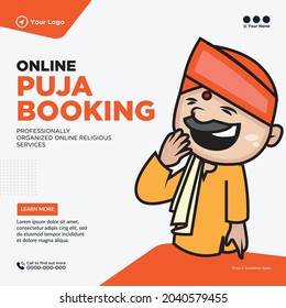 Banner design of online puja booking template.