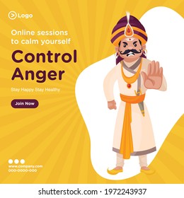 Banner design of online sessions to calm yourself control anger. Vector graphic illustration.