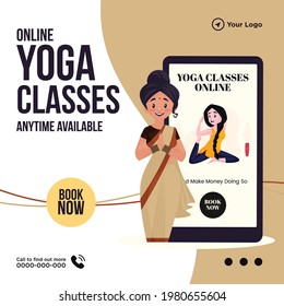 Banner design of online yoga classes template.