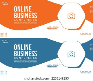 Banner Design with Orange  blue background 