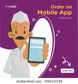 Banner design of order on the mobile app. Vector graphic illustration.