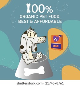 Banner design of organic pet food template.