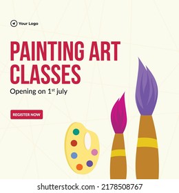 Banner design of painting art classes template.
