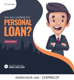 Banner design of personal loan cartoon style template.