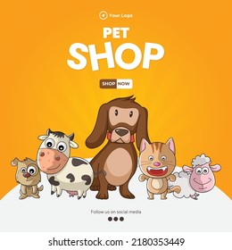 Banner Design Of Pet Shop Template.