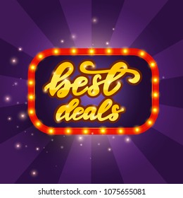 Banner design with a phrase Best deals, Vector illustration.