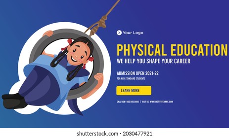 Banner design of physical education cartoon style template.