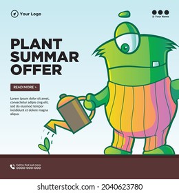 Banner design of plant summer offer template.