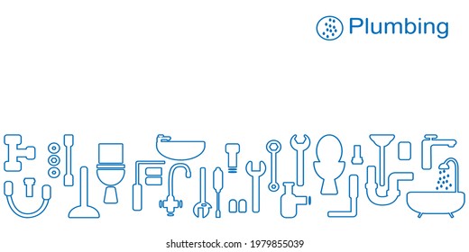 Banner design for plumbing service. Vector illustration of a border with space for text.