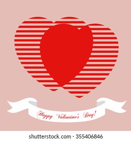 Banner for design posters or invitations on Valentine's Day with two cutest symbol hearts and title. Vector illustration.