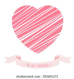 Banner for design posters or invitations on Valentine's Day with cutest symbol heart and title. Vector illustration.