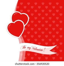Banner for design posters or invitations on Valentine's Day with two cutest symbol hearts and title. Vector illustration.