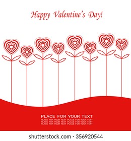 Banner for design posters or invitations on Valentine's Day with cutest  hearts symbol as flowers and title. Vector illustration.