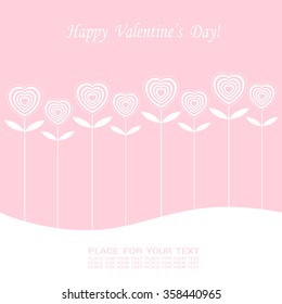 Banner for design posters or invitations on Valentine's Day with cutest  hearts symbol as flowers and title. Vector illustration.