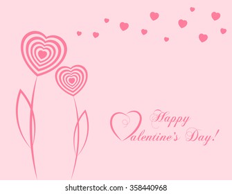 Banner for design posters or invitations on Valentine's Day with cutest  hearts symbol as abstract flowers and title. Vector illustration.