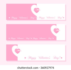 Banner for design posters or invitations on Valentine's Day with cutest symbol hearts and title. Vector illustration.