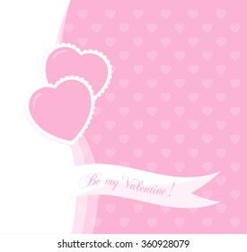 Banner for design posters or invitations on Valentine's Day with two cutest symbol hearts and title. Vector illustration.