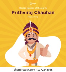 Banner design of Prithviraj Chauhan Rajput king template. Vector graphic illustration.