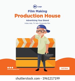 Banner design of production house film making template. Vector graphic illustration.