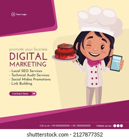 Banner design of promote your business digital marketing template.