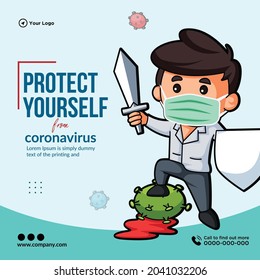 Banner design of protect yourself from coronavirus template.